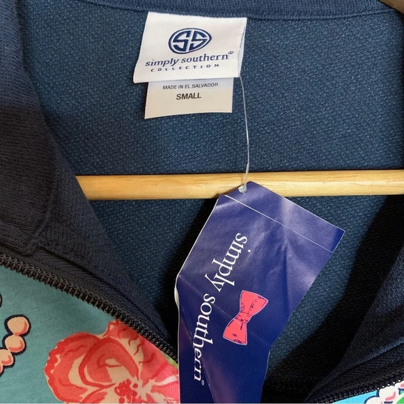 Simply Southern Navy Floral 1/4 Zip Pullover Sweatshirt - Picture 3 of 8